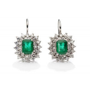 Earrings with emeralds and diamonds early 21st century.