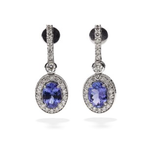 Earrings with tanzanites and diamonds early 21st century.