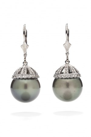 Tahiti pearl earrings 2nd half 20th century.