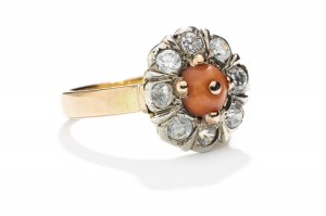 Ring with coral 2nd half of 20th century.