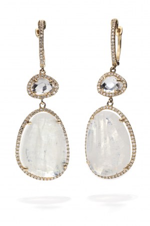 Moonstone and diamond earrings XX/XXI century.