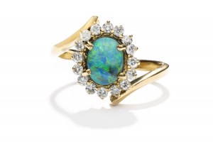 Ring with opal and diamonds 2nd half of 20th century.