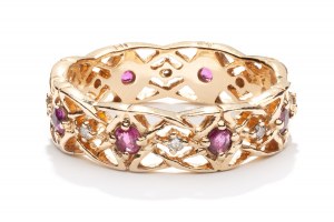 Ring with rubies and diamonds XX/XXI century.