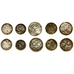 Germany, set of 5 cross denarii, 10th / 11th century.