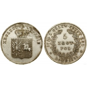 Polonia, 5 zloty, 1831 KG, Varsavia