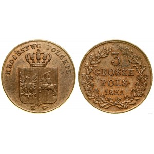 Polonia, 3 grosze polacche, 1831, Varsavia