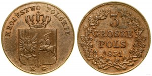 Polska, 3 grosze polskie, 1831, Warszawa