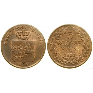 Poland, 3 Polish pennies, 1831, Warsaw