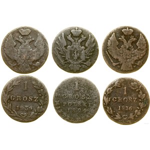 Pologne, set de 3 x 1 grosz, Varsovie