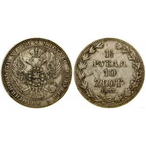 Pologne, 1 1/2 rouble = 10 zloty, 1837 MW, Varsovie
