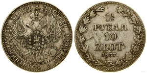 Pologne, 1 1/2 rouble = 10 zloty, 1837 MW, Varsovie