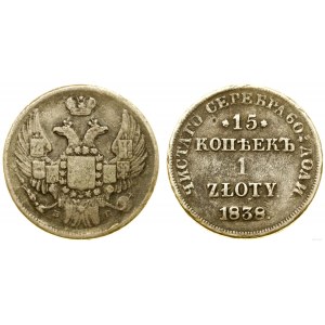 Polsko, 15 kopějek = 1 zlotý, 1838 Н-Г, Petrohrad