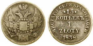 Polonia, 15 copechi = 1 zloty, 1838 Н-Г, San Pietroburgo