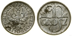 Poland, 1 grosz, 1939, Warsaw