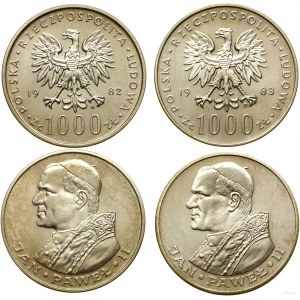 Pologne, set : 2 x 1 000 or, 1982 et 1983, Varsovie