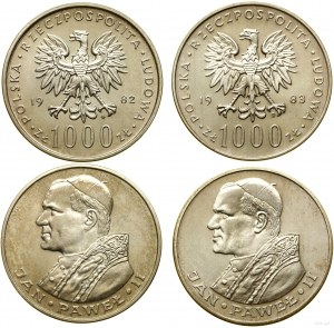 Pologne, set : 2 x 1 000 or, 1982 et 1983, Varsovie
