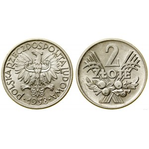 Pologne, 2 zlotys, 1958, Varsovie