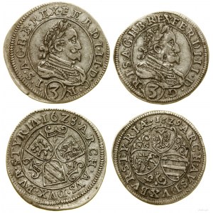 Austria, zestaw: 2 x 3 krajcary, 1628 i 1629, Graz