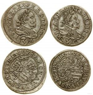 Austria, set: 2 x 3 krajcar, 1628 e 1629, Graz