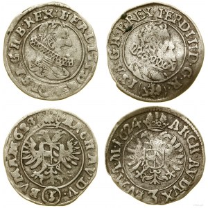 Czechy, zestaw: 2 x 3 krajcary, 1624 i 1628, Praga