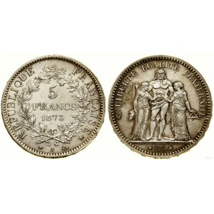 Francja, 5 franków, 1873 A, Paryż