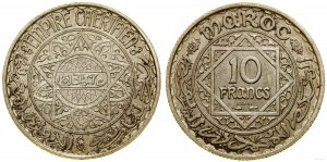 Maroko, 10 frankov - SAMPLE, AH 1347 (1929), Paríž