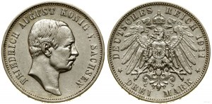 Allemagne, 3 marques, 1911 E, Muldenhütten