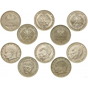 Allemagne, set : 5 x 2 marks, 1957-1984