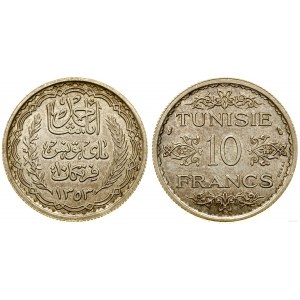 Tunezja, 10 franków - PRÓBA, AH 1353 (1935), Paryż