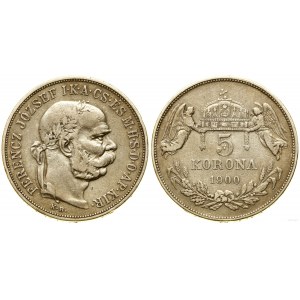 Węgry, 5 koron, 1900 KB, Kremnica