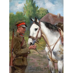 Jerzy Kossak (1886 Kraków - 1955 tamże)	Ułan z koniem, 1937 r.