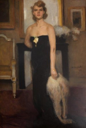 Alfons Karpiński (1875 Rozwadów - 1961 Kraków)	Portret kobiety w wieczorowej sukni, 1932 r.