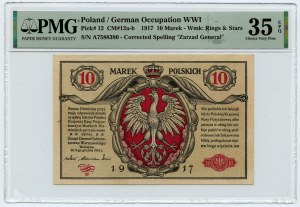 10 Polish marks 1916 - General - Series A 7588380 PMG 35 EPQ