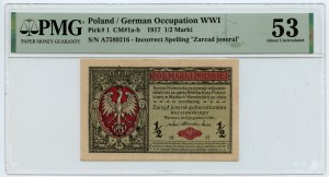 1/2 marki polskiej 1916 - jenerał seria A 7589216 - PMG 53