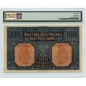 100 polnische Mark 1916 - jenerał Serie A 649843, 6 Zahlen - PMG 35