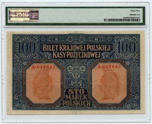 100 poľských mariek 1916 - jenerał séria A 649843, 6 figúr - PMG 35