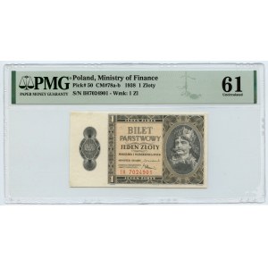 1 złoty 1938 - seria IH 7024901- PMG 61