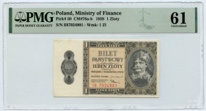 1 zloty 1938 - series IH 7024901- PMG 61
