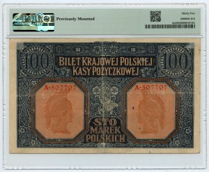 100 polských marek 1916 - jenerał série A 507707, 6 figur - PMG 35