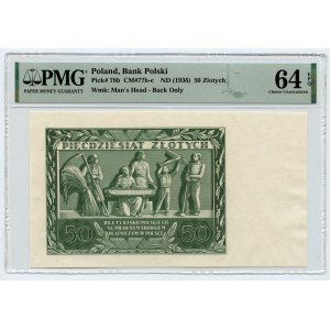 50 Zloty 1936 - RARE - Vorderseite sauber Rückseite nicht nummeriert - PMG 64 EPQ