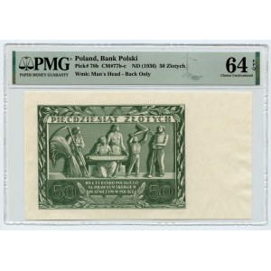 50 zl. 1936 - vzácný - averz čistý reverz nečíslovaný - PMG 64 EPQ