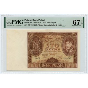 100 oro 1934 - serie CB. 7611045 - PMG 67 EPQ - 2a nota massima