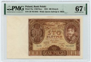 100 zlatých 1934 - séria CB. 7611045 - PMG 67 EPQ - 2. max. bankovka