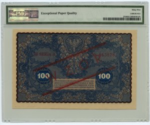 100 Mark 1919 - IH Serie A 663878 - Falscher Überdruck MODEL - PMG 65 EPQ