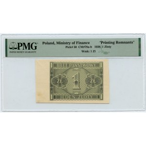 1 złoty 1938 - tylko druk rewersu - Printing Remnants