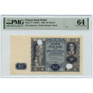 20 zloty 1936 cancellato - PMG 64