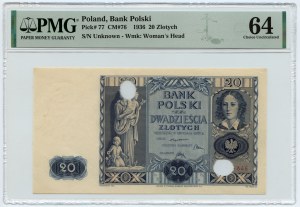 20 zloty 1936 erased - PMG 64