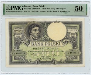 500 zloty 1919 - serie S.A. 1845316 - PMG 50