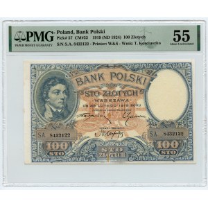 100 złotych 1919 - seria S.A. 8432122 - PMG 55