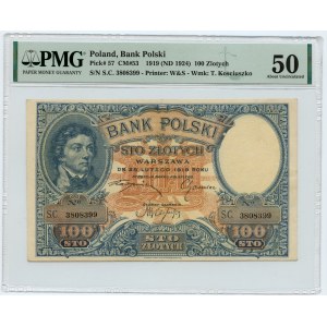 100 zloty 1919 - S.C. series. - PMG 50